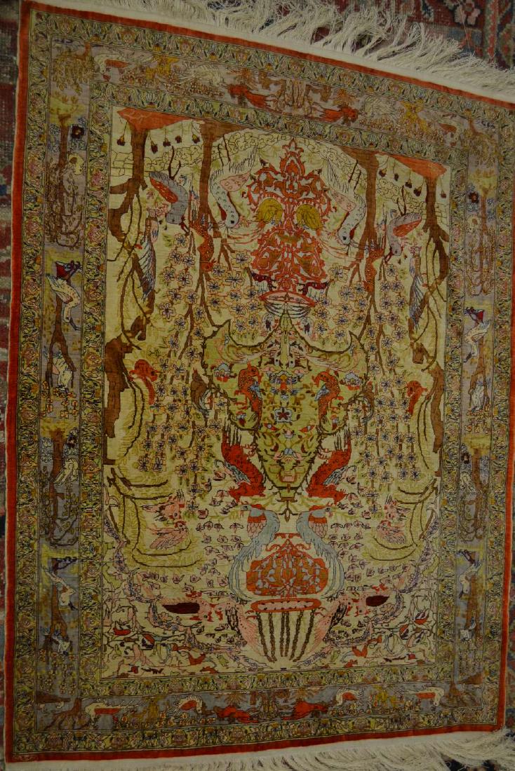 Good quality small Turkish silk rug decorated with (1 of 1)