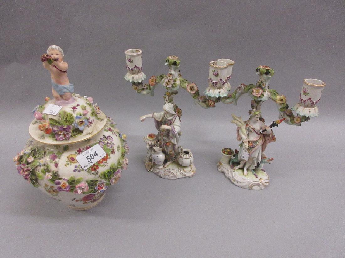 Pair of 19th Century Continental porcelain candelabra, (1 of 1)