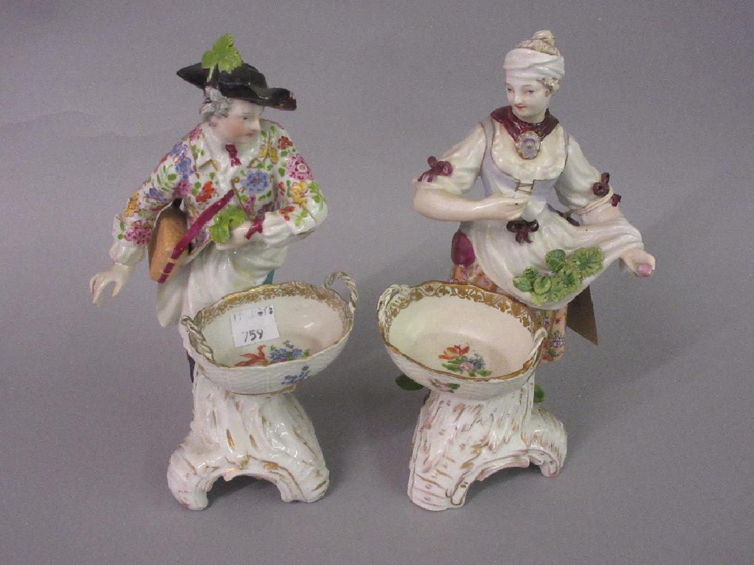 Pair of 19th Century Berlin figures of a lady and man (1 of 1)