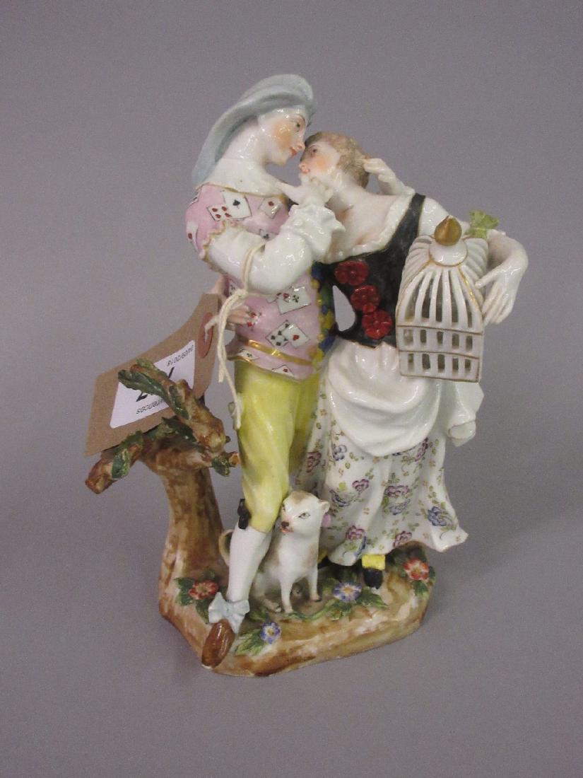 19th Century Continental porcelain group of Harlequin (1 of 1)