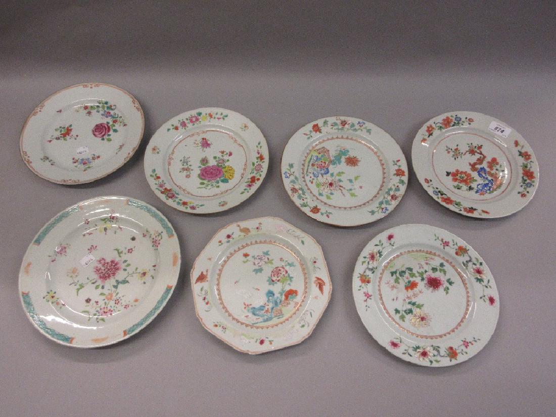 Group of seven various Chinese porcelain plates painted (1 of 1)