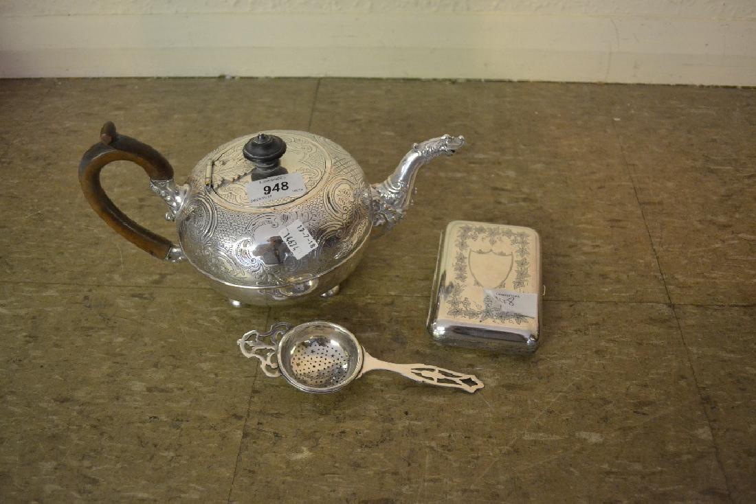 19th Century silver plated on copper teapot, plated tea (1 of 1)