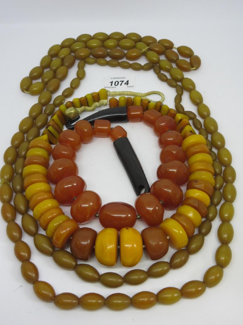 Quantity of amber coloured bead necklaces (1 of 2)