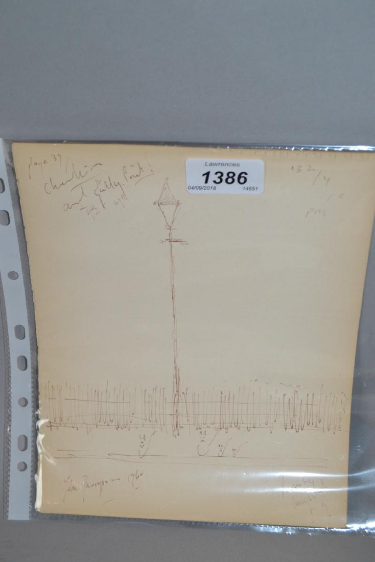 John Thompson, pair of pen sketches, ' Romilly: John Thompson, pair of pen sketches, ' Romilly Lamp-Posts ', both unframed, 7ins x 5ins