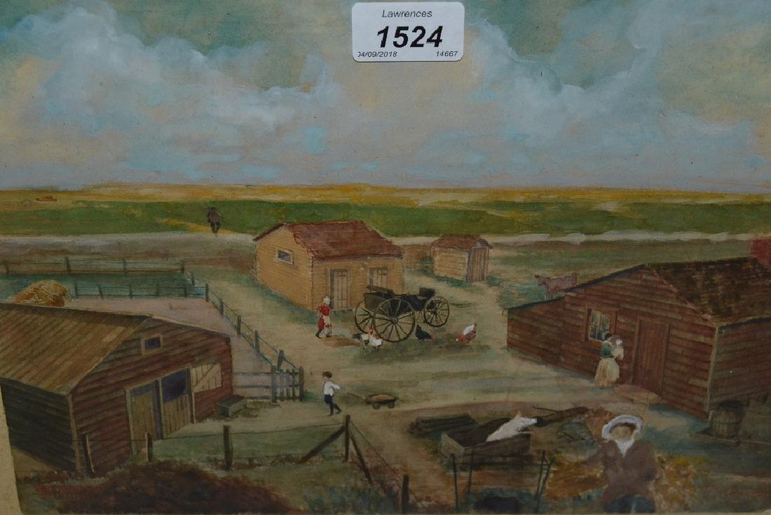 Maplewood framed American school watercolour, view of a (1 of 1)