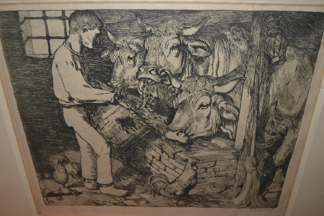 Large late 19th Century engraving, figure feeding (1 of 1)