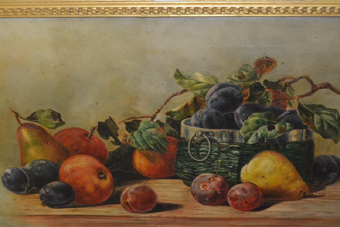 19th Century oil on canvas, still life, fruit, 13.5ins (1 of 1)