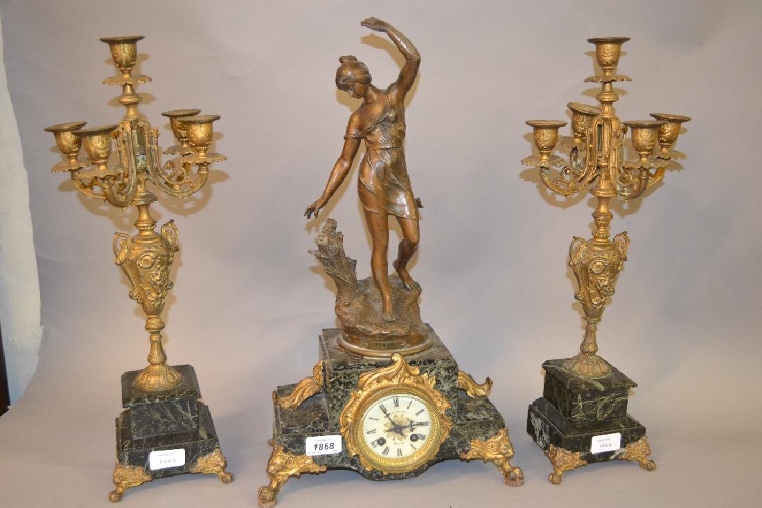 19th Century French patinated spelter and green flecked (1 of 1)