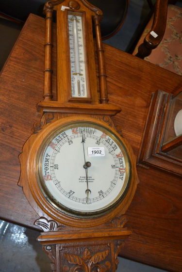 Late Victorian Carved Oak Aneroid Barometer Sep 06 2018 Carved Oak Aneroid Barometer