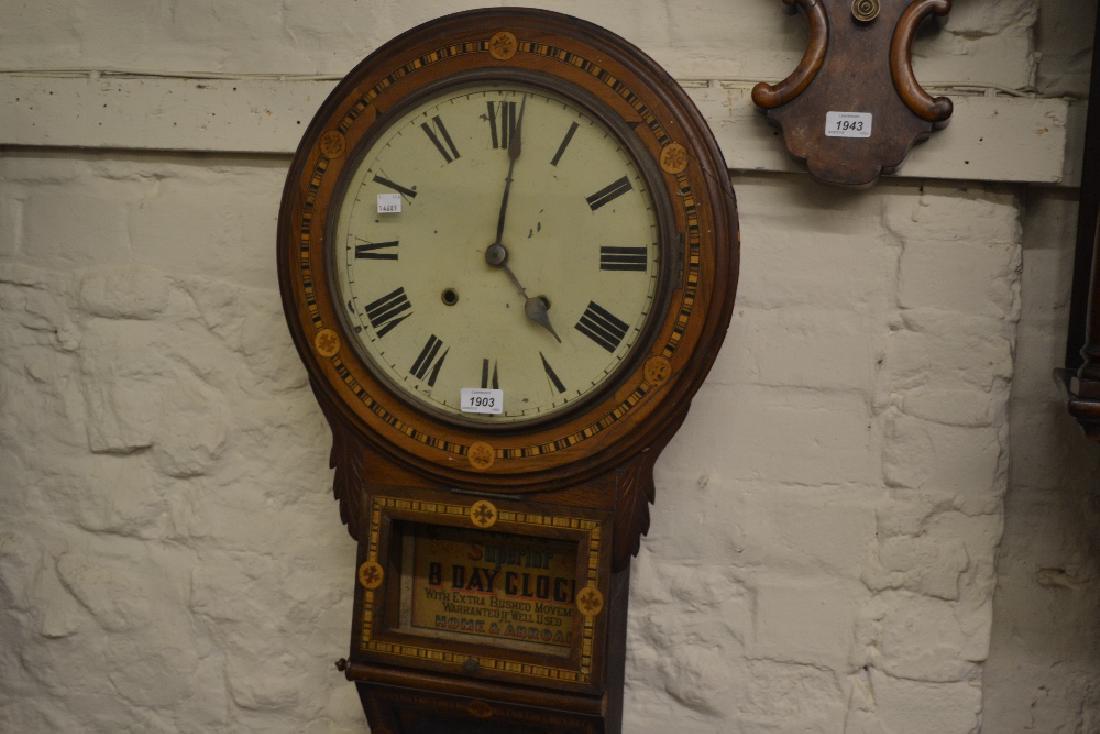 19th Century walnut parquetry inlaid drop dial wall (1 of 1)