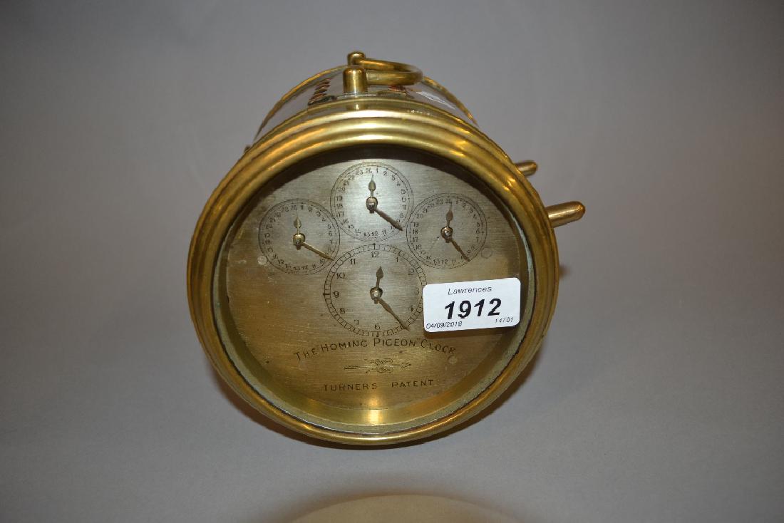 Turners patent brass cased homing pigeon clock (1 of 1)