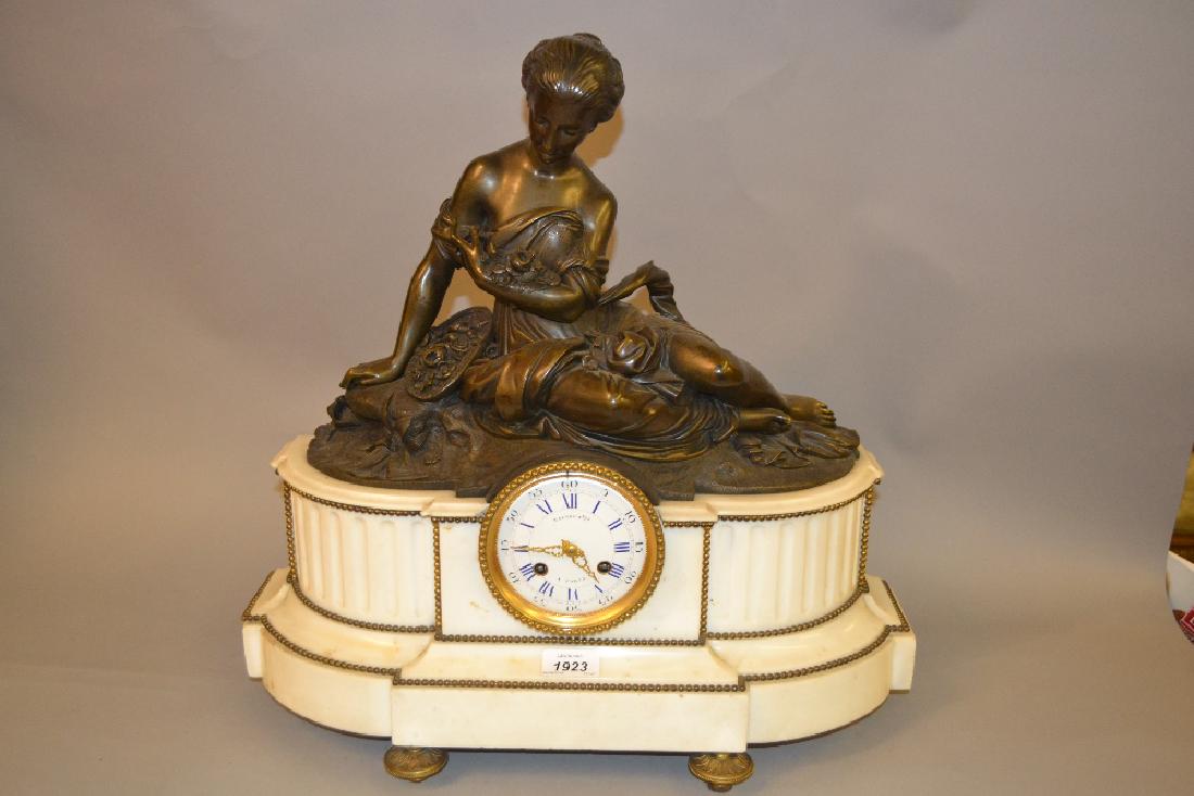 19th Century French dark patinated bronze white marble (1 of 1)