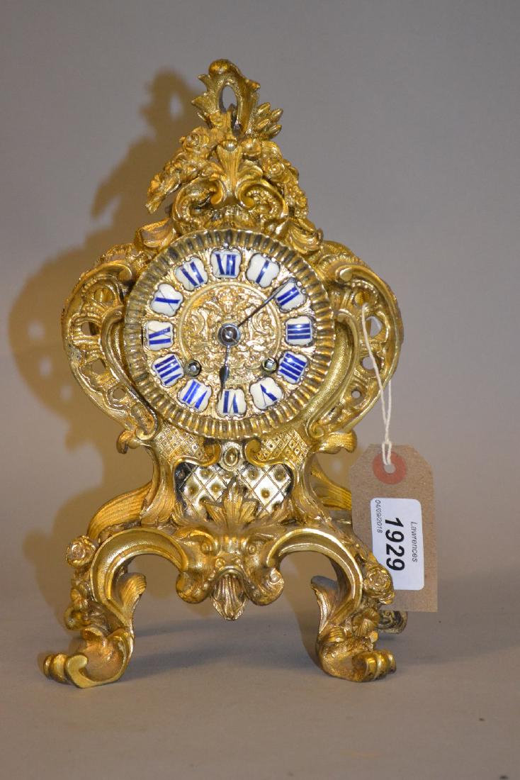 Small 19th Century French ormolu mantel clock, the cast (1 of 1)