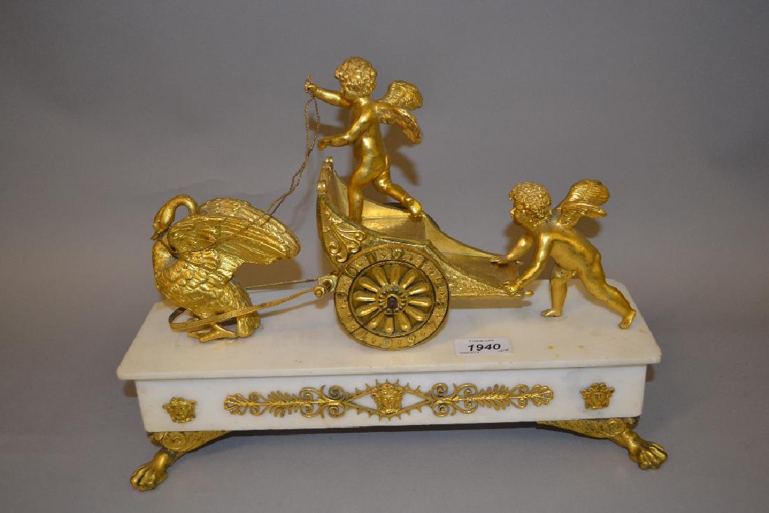 19th Century French white marble and ormolu chariot (1 of 1)