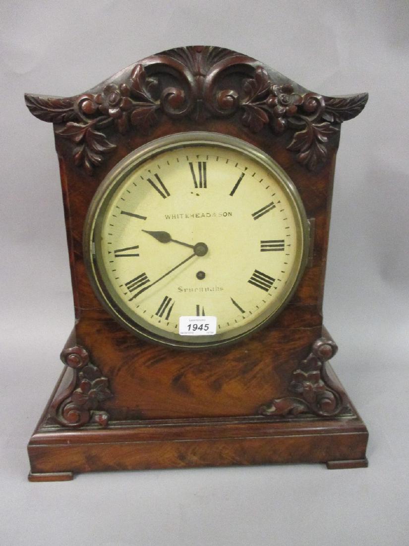 Early Victorian figured mahogany bracket clock, the