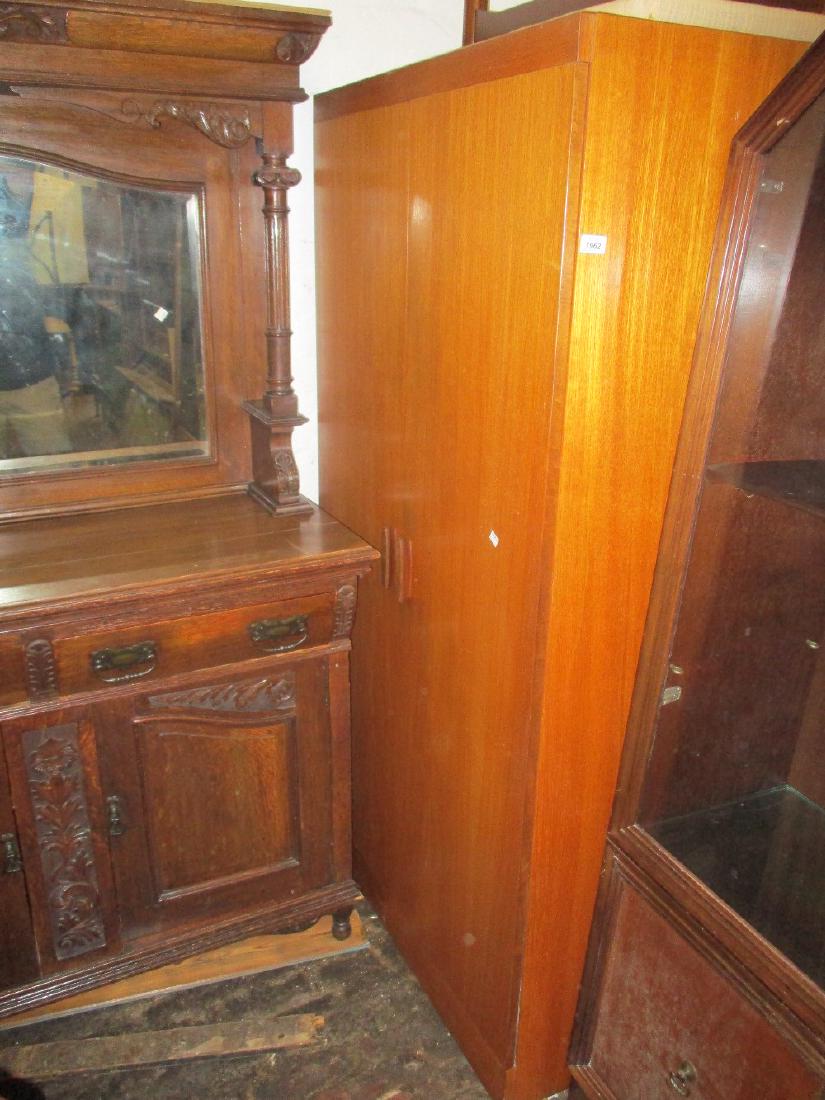 20th Century G-Plan teak two door wardrobe together: 20th Century G-Plan teak two door wardrobe together with a set of four mid 20th Century Ercol stick back dining chairs