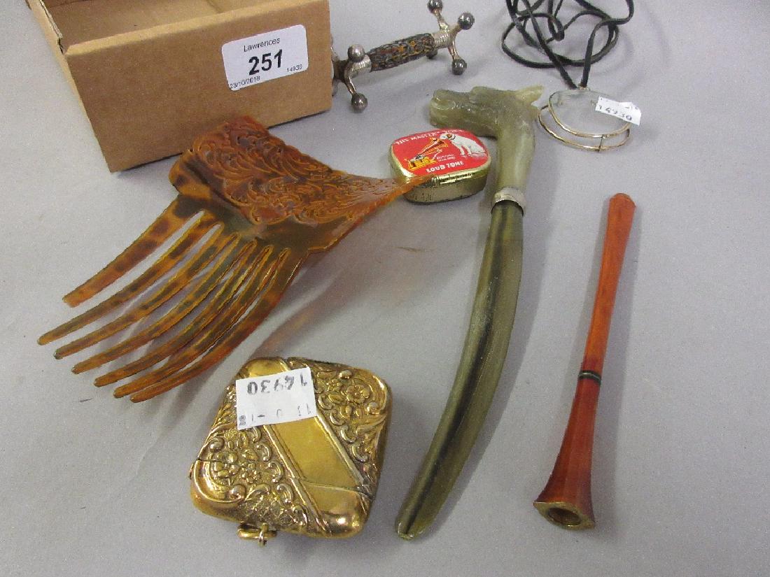 Tortoiseshell hair clip (at fault), brass vesta case, a (1 of 1)