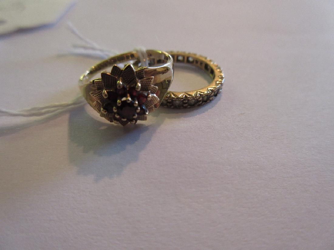 9ct Gold garnet set cluster ring and a 9ct gold (1 of 1)