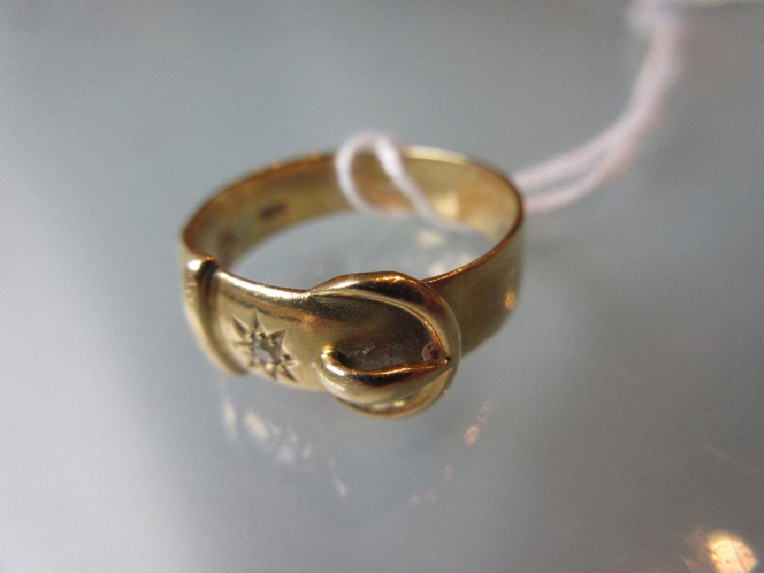 18ct Gold diamond set buckle ring (1 of 1)