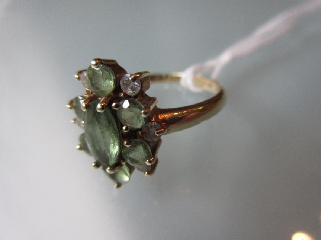 9ct Gold peridot and diamond cluster ring (1 of 1)