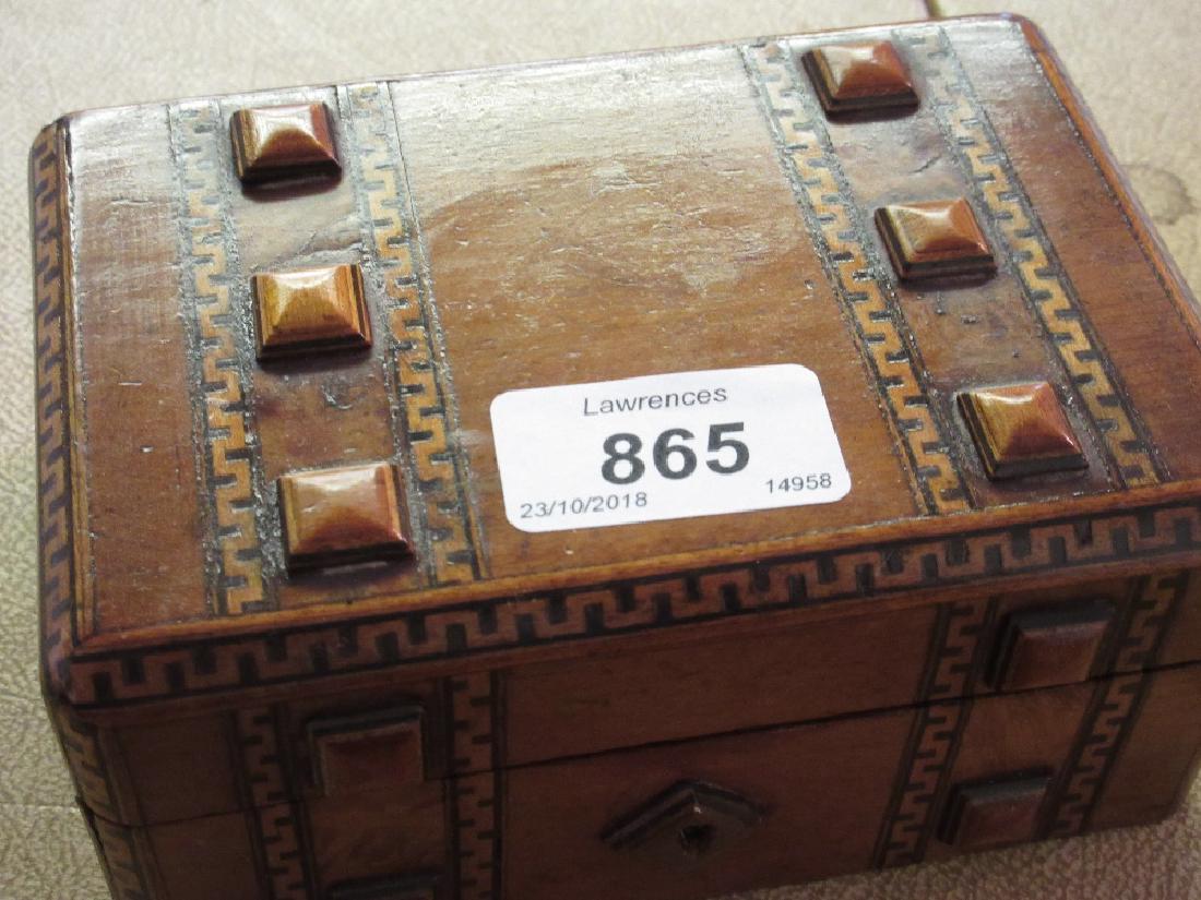 Small inlaid wooden box containing a silver cased open (1 of 1)