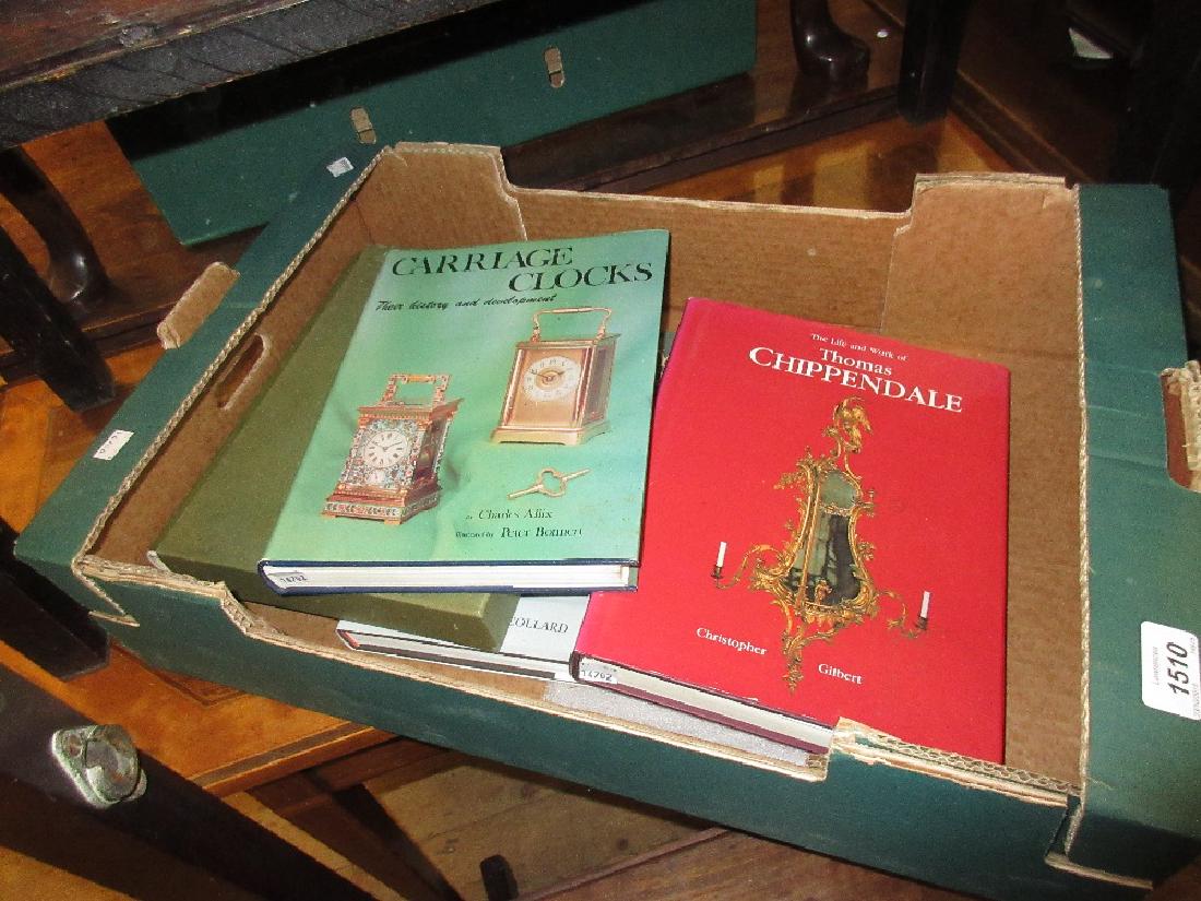 Group of four antiques and horology related books: Group of four antiques and horology related books including:- ' Antique Maltese Furniture ', ' The Life and Work of Thomas Chippendale ', ' Regency Furniture ' and ' Carriage Clocks '