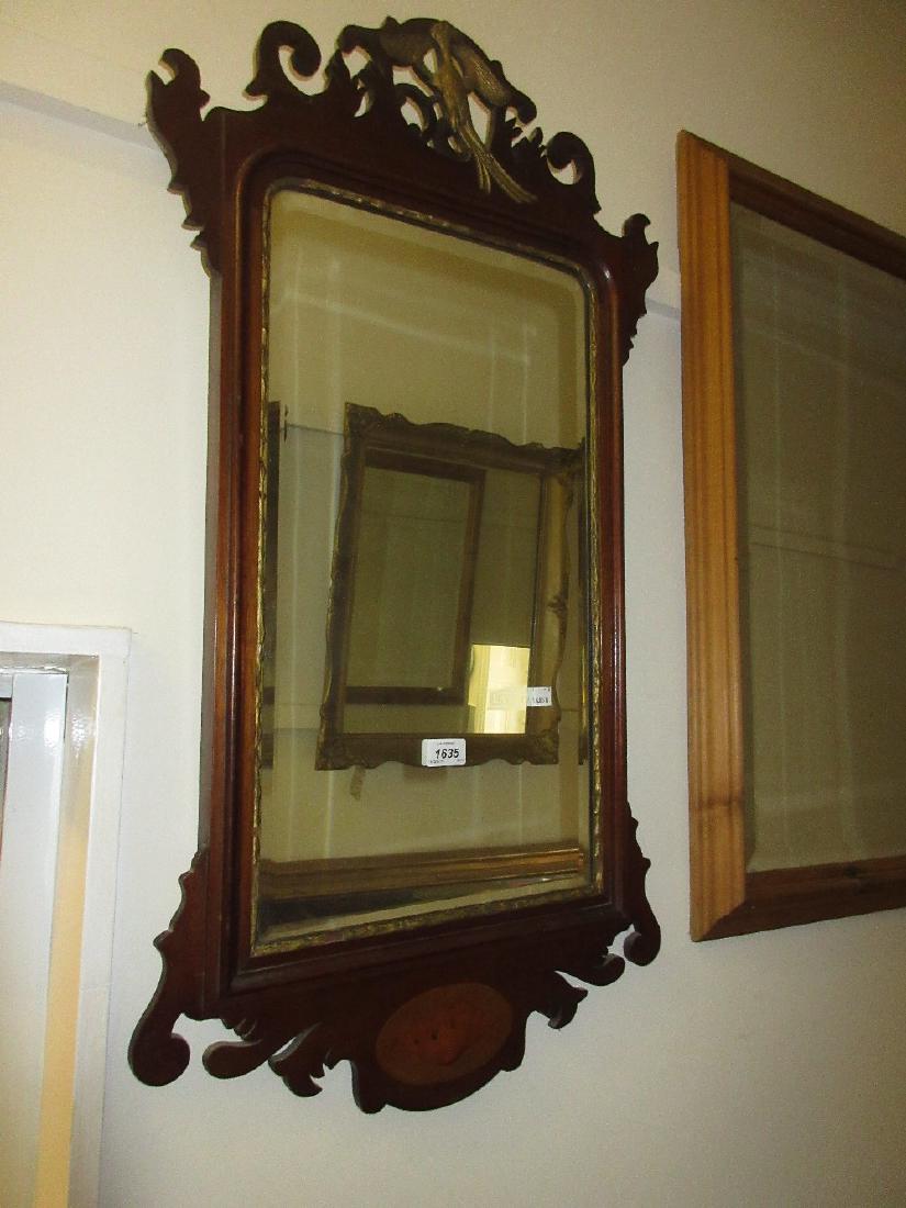 Mahogany shell inlaid fretwork wall mirror (1 of 1)