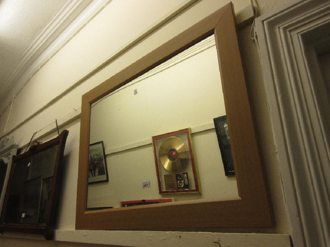 Modern beech effect rectangular wall mirror (1 of 1)