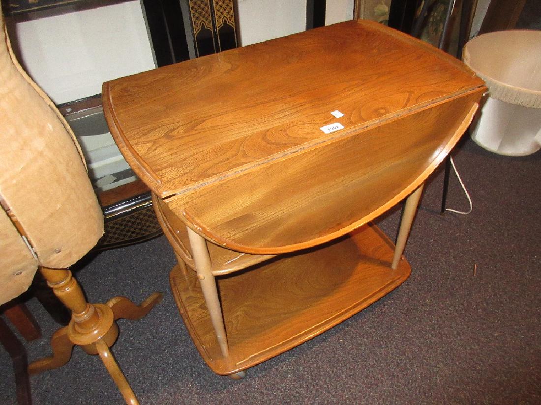 Ercol drop-leaf three tier tea trolley: Ercol drop-leaf three tier tea trolley