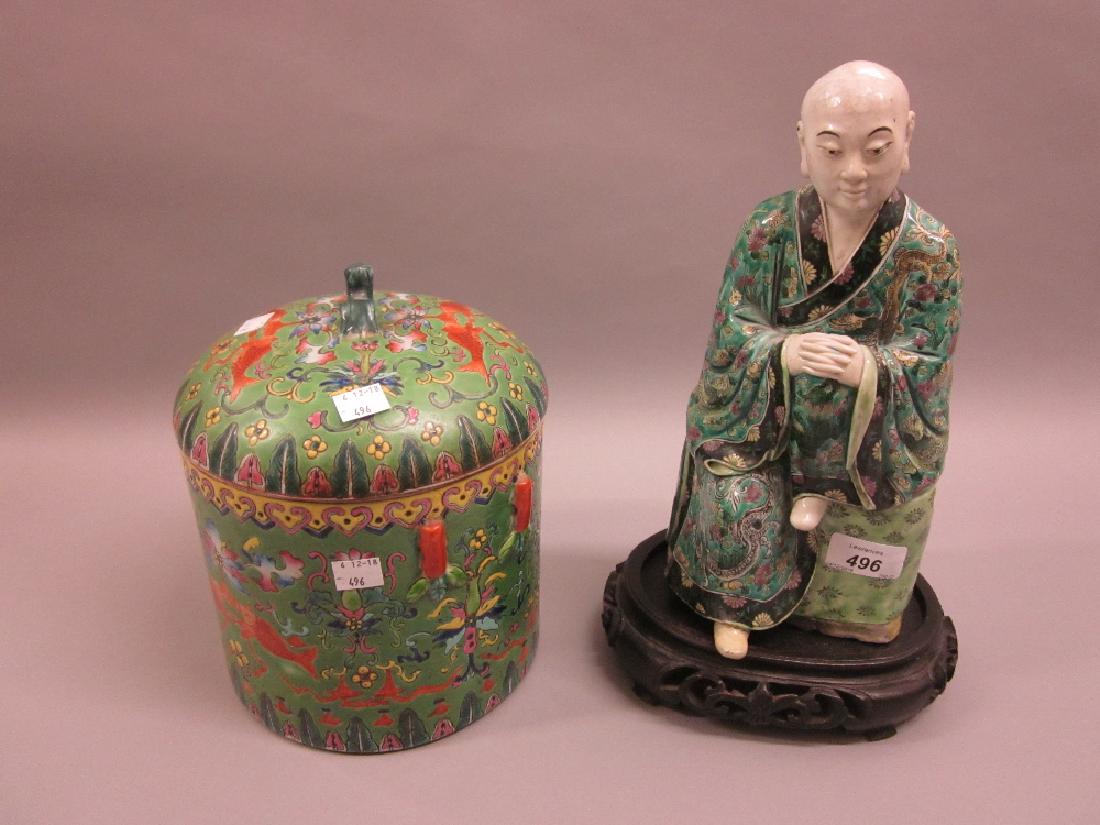 Oriental hard paste porcelain figure of a seated Buddha (1 of 1)