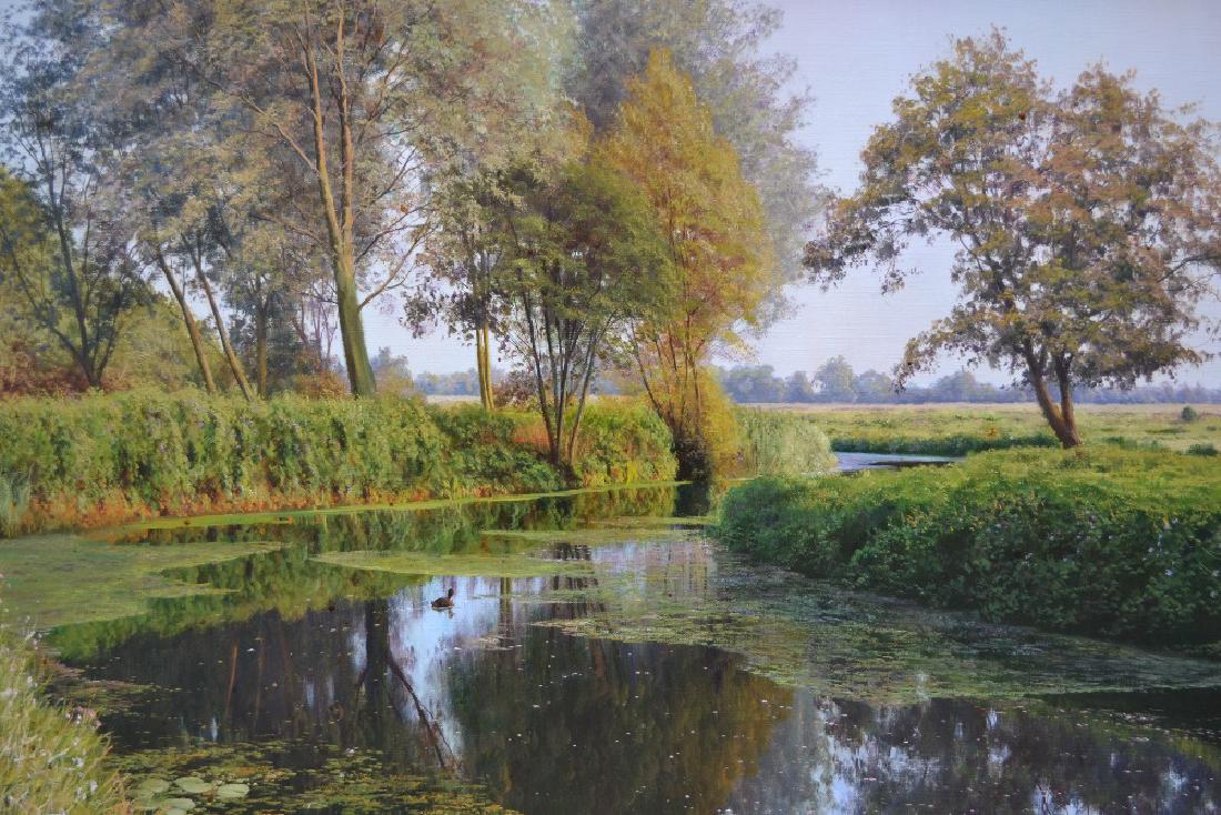 David Smith, oil on canvas, River Gipping near Needham: David Smith, oil on canvas, River Gipping near Needham Market, Suffolk, 20ins x 30ins, gilt framed