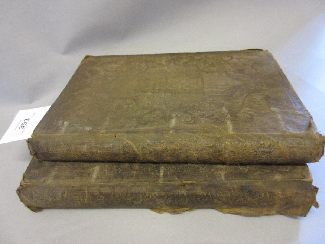 Two volumes Charles Dickens ' Master Humphrey's Clock ': Two volumes Charles Dickens ' Master Humphrey's Clock ' with illustrations by George Cattermole and Hablot Browne, published 1841 by Chapman and Hall (at fault)