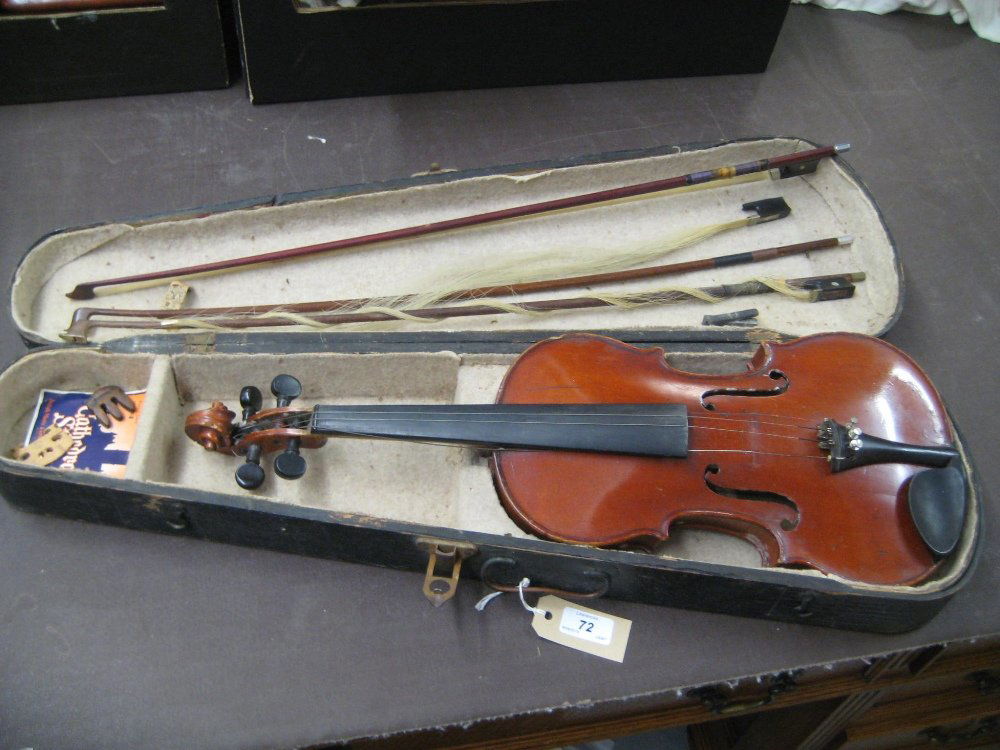 19th Century violin with one piece, 14.25in back, (1 of 2)