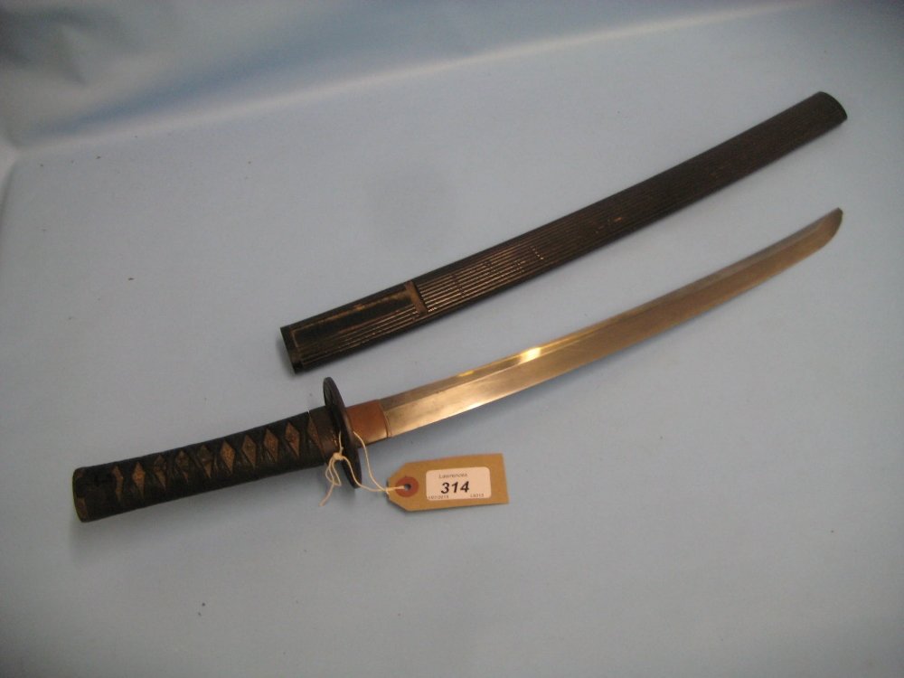 19th Century Japanese short sword with bound fish skin (1 of 2)