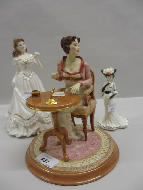 Royal Worcester Golden Moments Special Mum figure: Royal Worcester Golden Moments Special Mum figure together with eight Coalport figures, ' Celebration ', ' Lady Lilian ', Lady Grace ', ' Violet ', ' Lady Rose ', ' Lady Eliza ', ' Lady Frances ' and 
