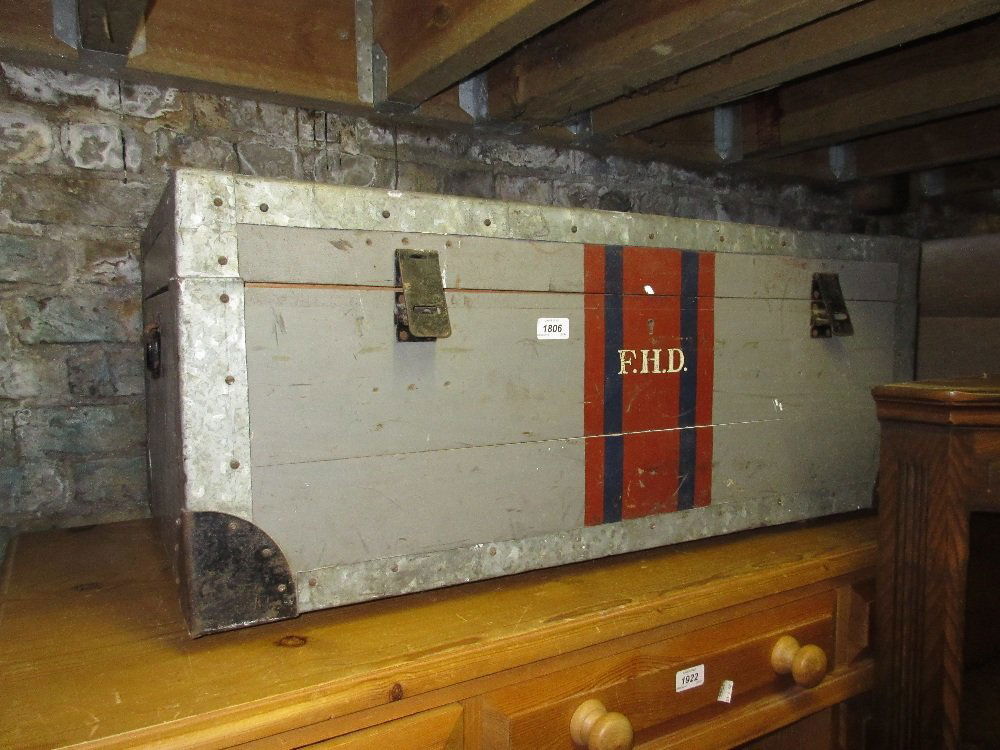 Painted pine trunk with hinged cover (1 of 1)