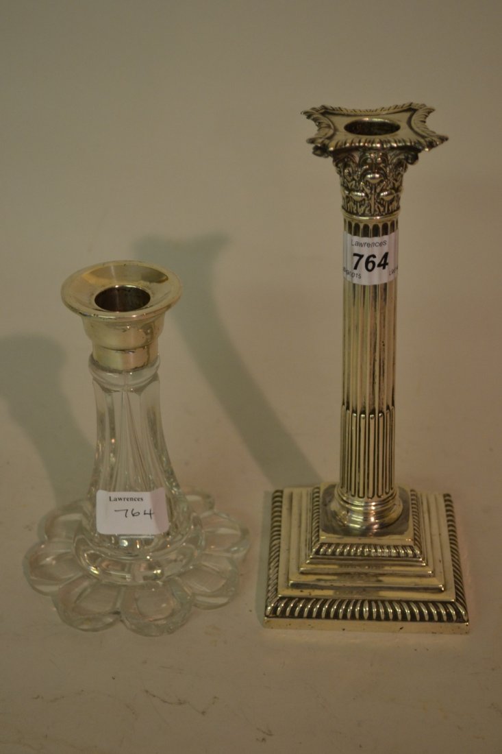 London silver Corinthian column candlestick with sconce (1 of 1)