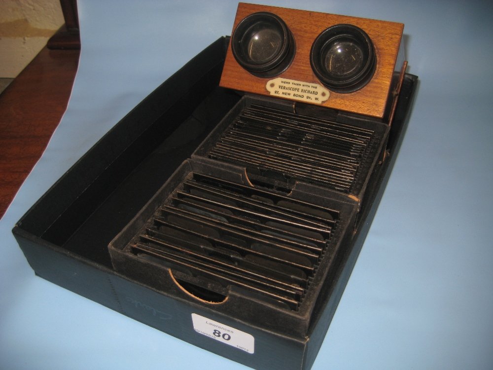 Mahogany Verascope stereoscopic viewer (a/f) together (1 of 1)