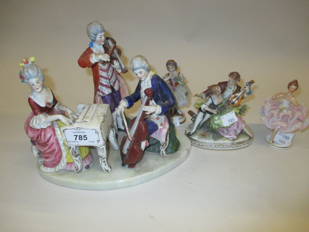 Continental porcelain group of three musicians, (1 of 1)