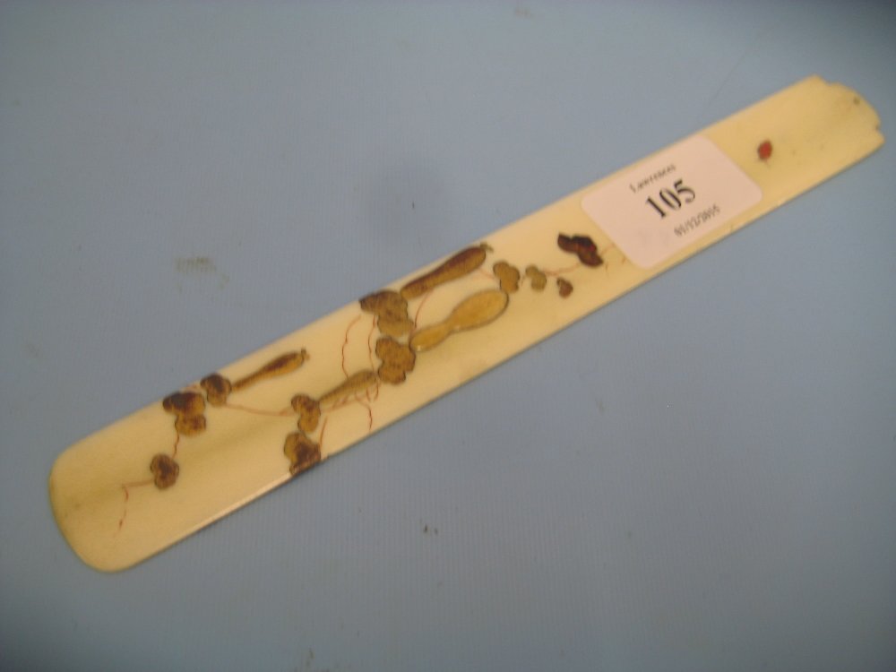 Japanese shibiyama letter opener blade decorated with (1 of 2)