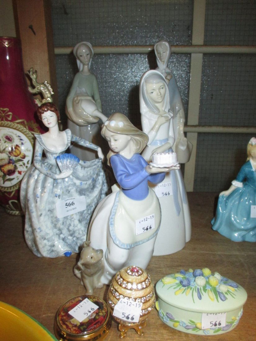 Coalport figure of a lady together with two Nao figures (1 of 1)