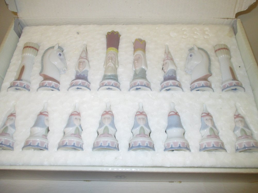 Boxed Lladro porcelain medieval chess set, No. 06333, (1 of 1)