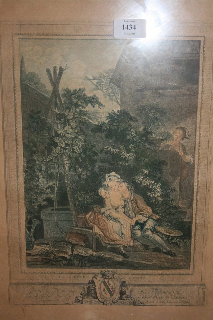 Pair of framed French coloured engravings, ' Le (1 of 1)