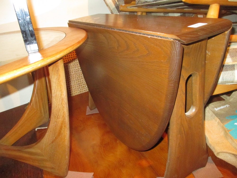 Modern Ercol ash drop-leaf Sutherland table: Modern Ercol ash drop-leaf Sutherland table