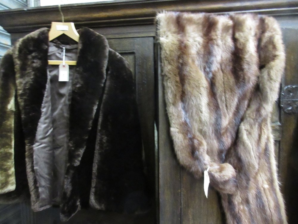 Ladies fur stole, a fur waistcoat and a simulated fur: Ladies fur stole, a fur waistcoat and a simulated fur coat