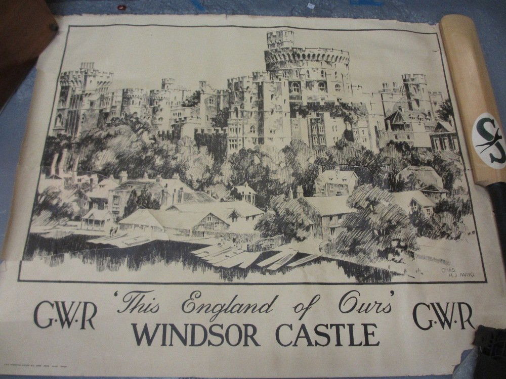 Two large G.W.R. posters, Warwick Castle and Windsor (1 of 1)