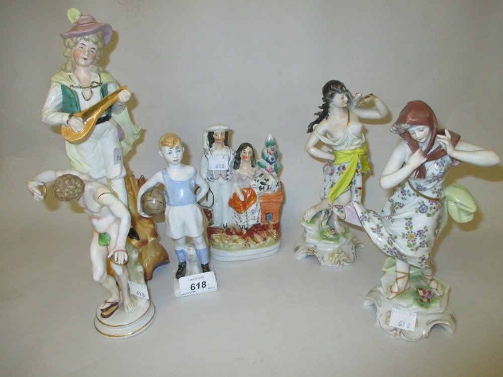 Russian porcelain figure of a boy footballer together (1 of 1)