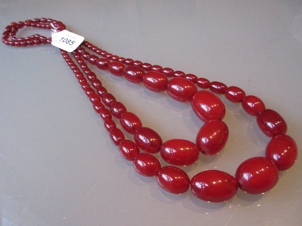Two graduated cherry amber bead necklaces (1 of 1)