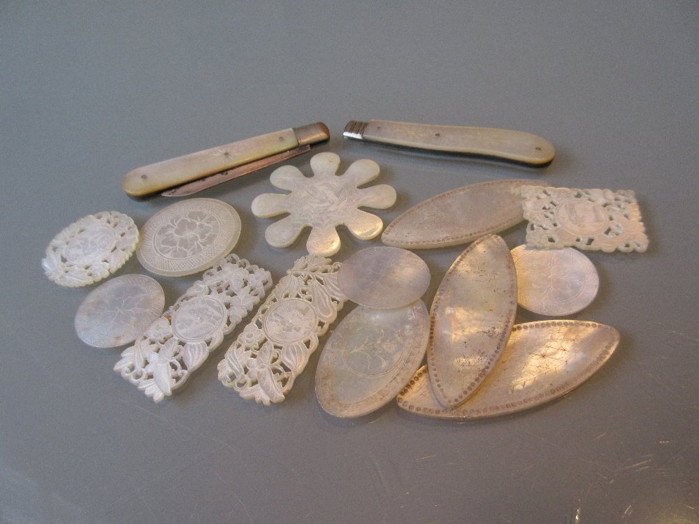 Two mother of pearl penknives and a small quantity of (1 of 1)