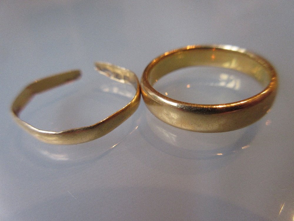 22ct Gold wedding band and another (a/f) (1 of 1)